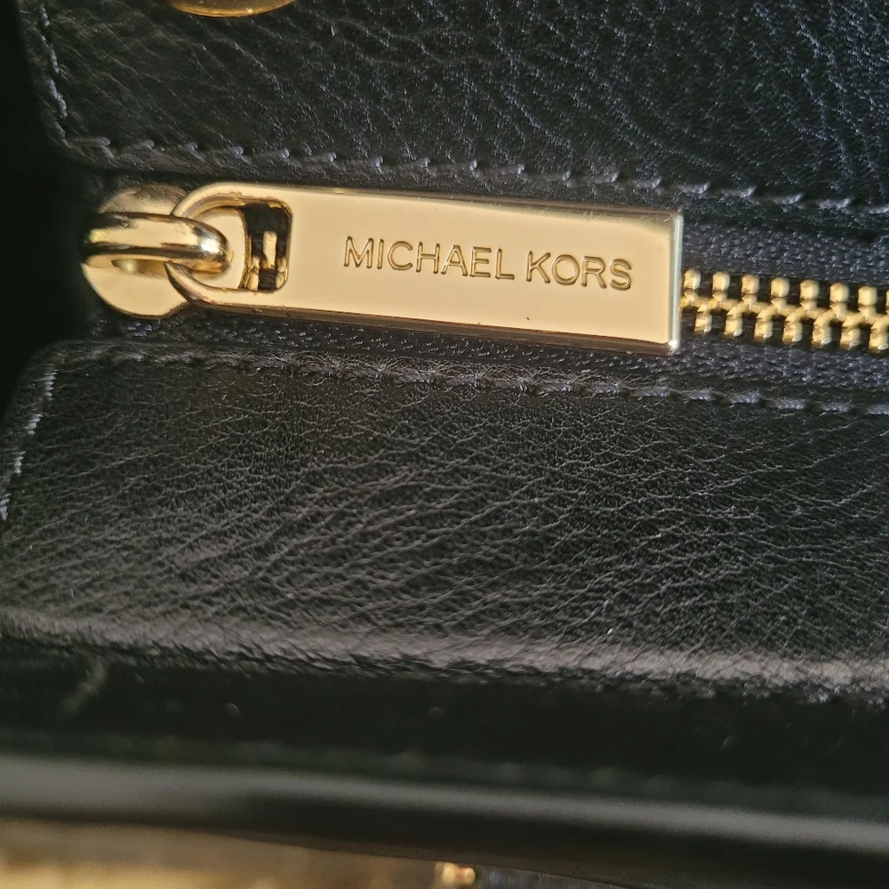Michael Kors Black Croc Embossed Leather Tote